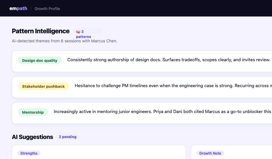 EMpath pattern intelligence and AI growth suggestions